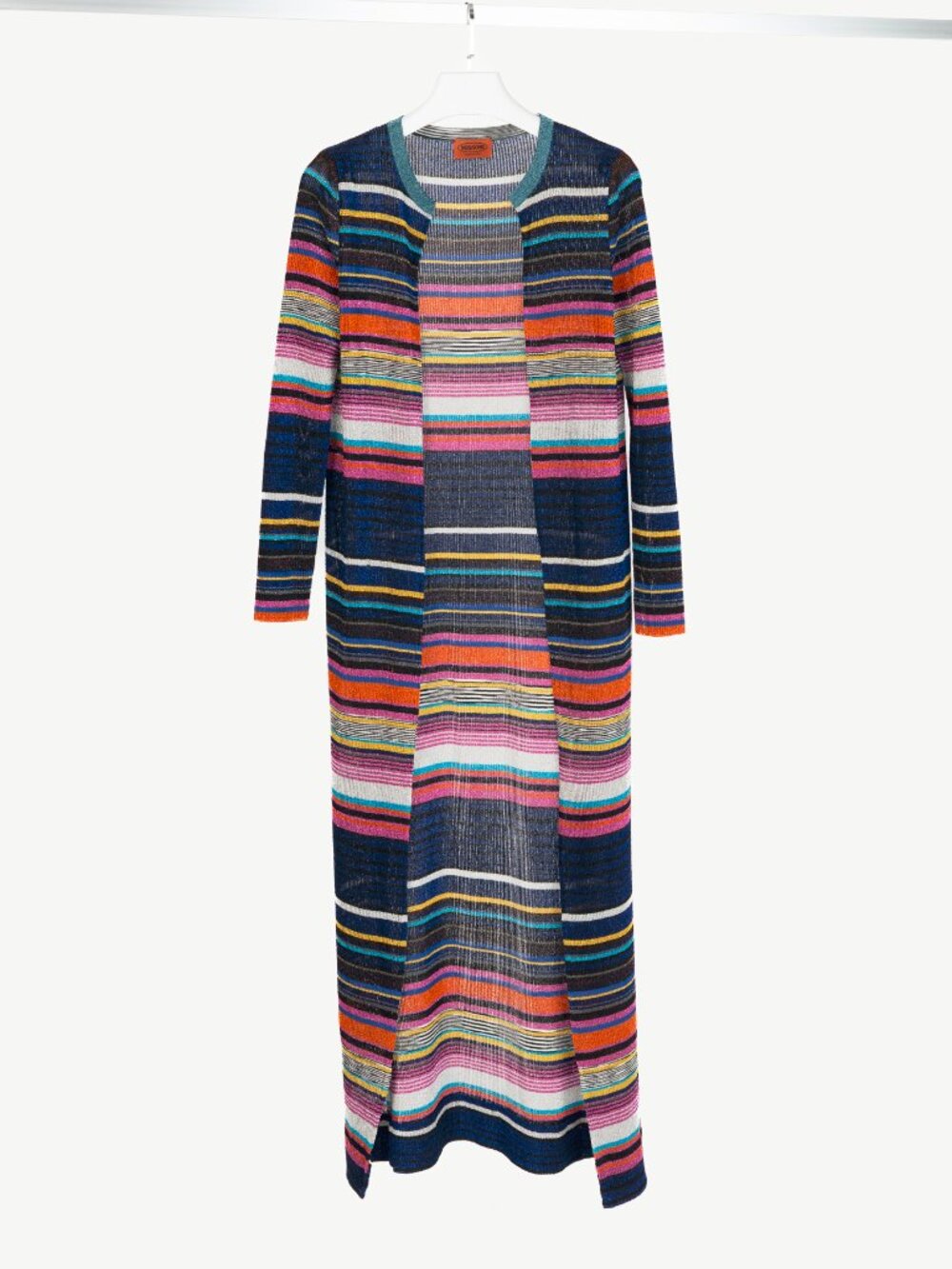 Missoni Blue-Multi Striped Lame-Knit Duster